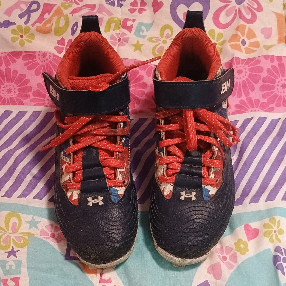 Under Armour Kids' Blue and Red  Cleats